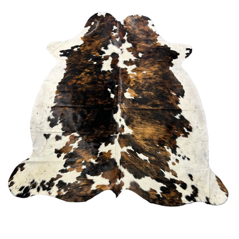 Huge Tricolor Cowhide Rug (gorgeous) Size: 8x7 feet X-039