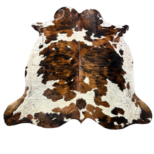 Tricolor Cowhide Rug (beautiful) Size: 7x7 feet X-040