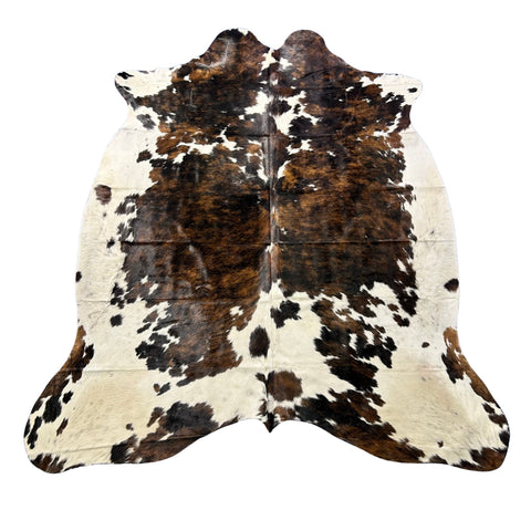 Tricolor Cowhide Rug Size: 7.2x6 feet X-047