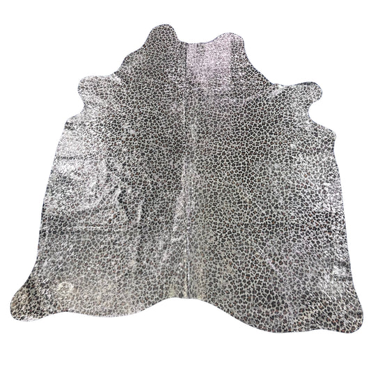 Silver Acid Washed Leopard Print Cowhide Rug Size: 7.2x6.5 feet Y-026