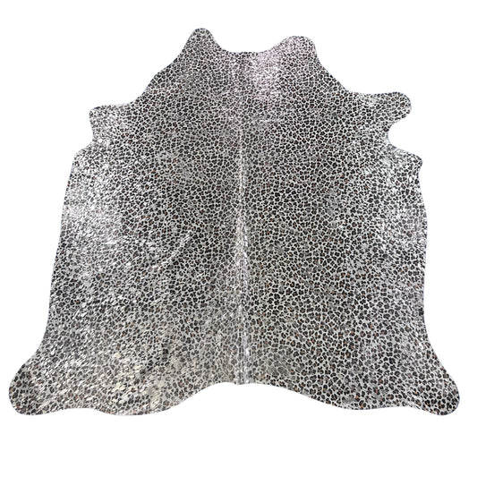 Silver Acid Washed Leopard Print Cowhide Rug Size: 7x6.2 feet Y-027
