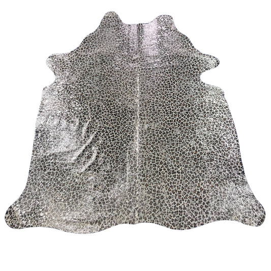 Silver Acid Washed Leopard Print Cowhide Rug Size: 7x6 feet Y-030