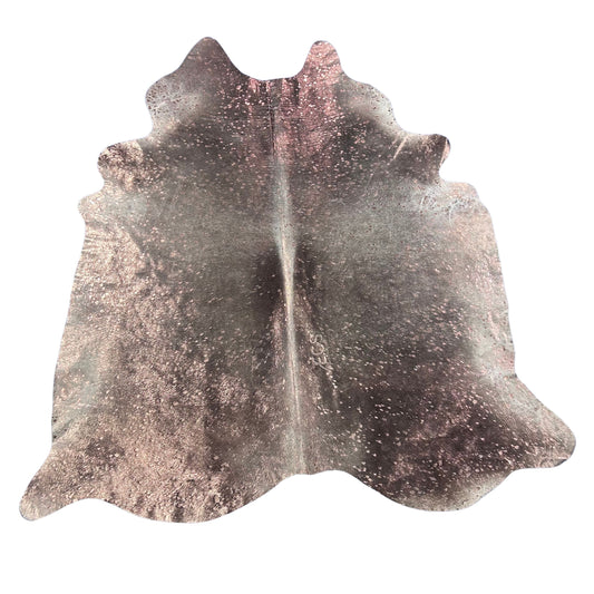 Rose Gold Metallic Acid Washed Cowhide Rug Size: 7x6 feet Y-041