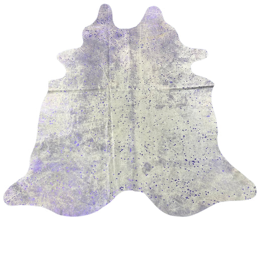 Purple Metallic Acid Washed Cowhide Rug Size: 7x6.5 feet Y-052