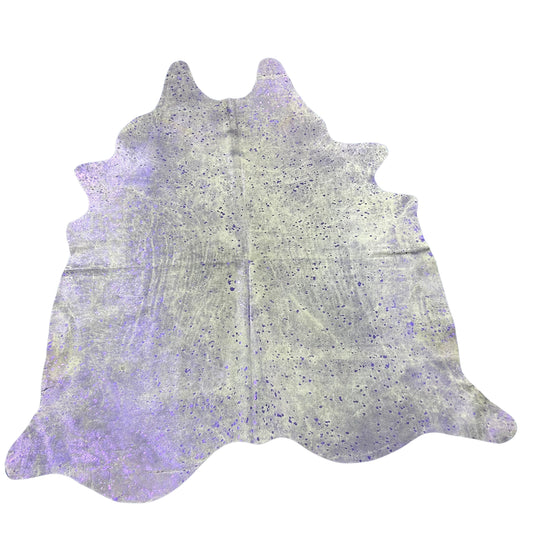 Purple Metallic Acid Washed Cowhide Rug Size: 7.5x6.7 feet Y-053