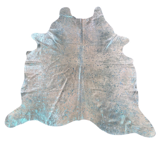 Turquoise Metallic Cowhide Rug Size: 7x6.2 feet Y-063