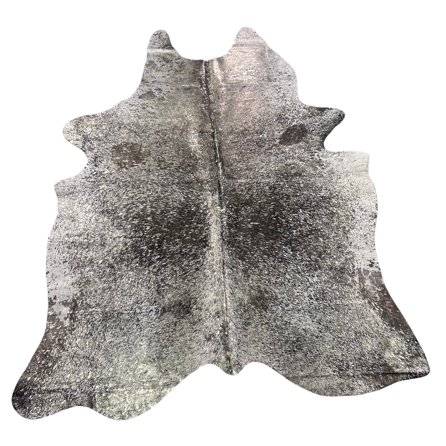 Fine Salt & Pepper Cowhide Rug with Rose Gold Metallic Acid Washed Size: 7x5.5 feet Y-067