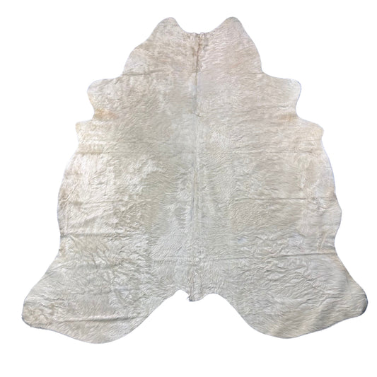 Solid Ivory Cowhide Rug (longish hair/ huge size) Size: 9x7 feet Y-071