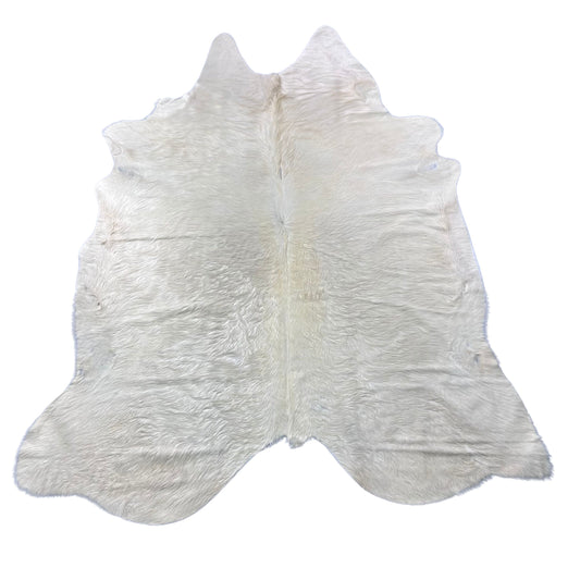 Solid Ivory Cowhide Rug (longish hair) Size: 8x7 feet Y-074