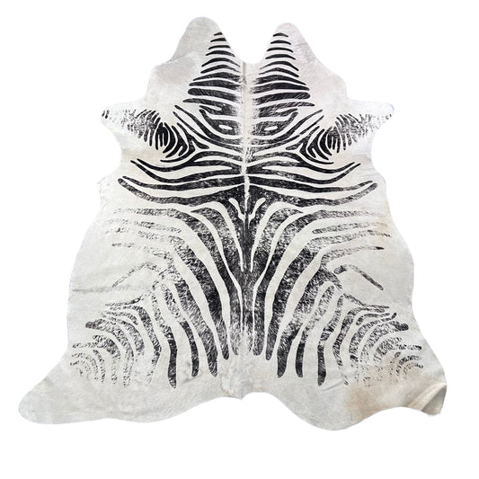 Distressed Zebra Cowhide Rug Size: 8x6 feet Y-075
