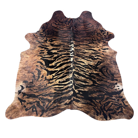 Tiger Brindle Cowhide Rug Size: 7.5x6.5 feet Y-079