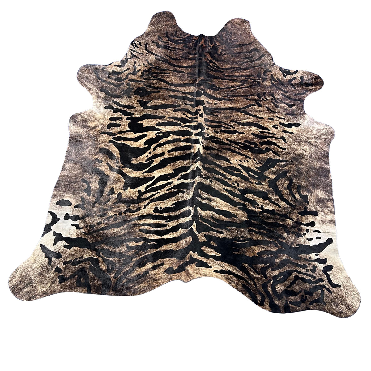Tiger Brindle Cowhide Rug Size: 7x6.5 feet Y-081