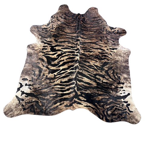 Tiger Brindle Cowhide Rug Size: 7x6.5 feet Y-081