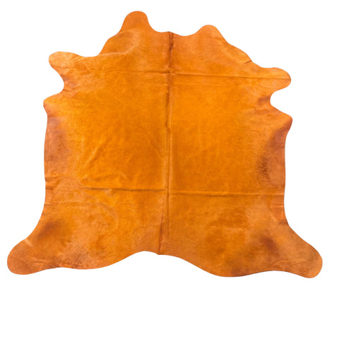 Dyed Orange Cowhide Rug Size: 7x6.5 feet Y-082