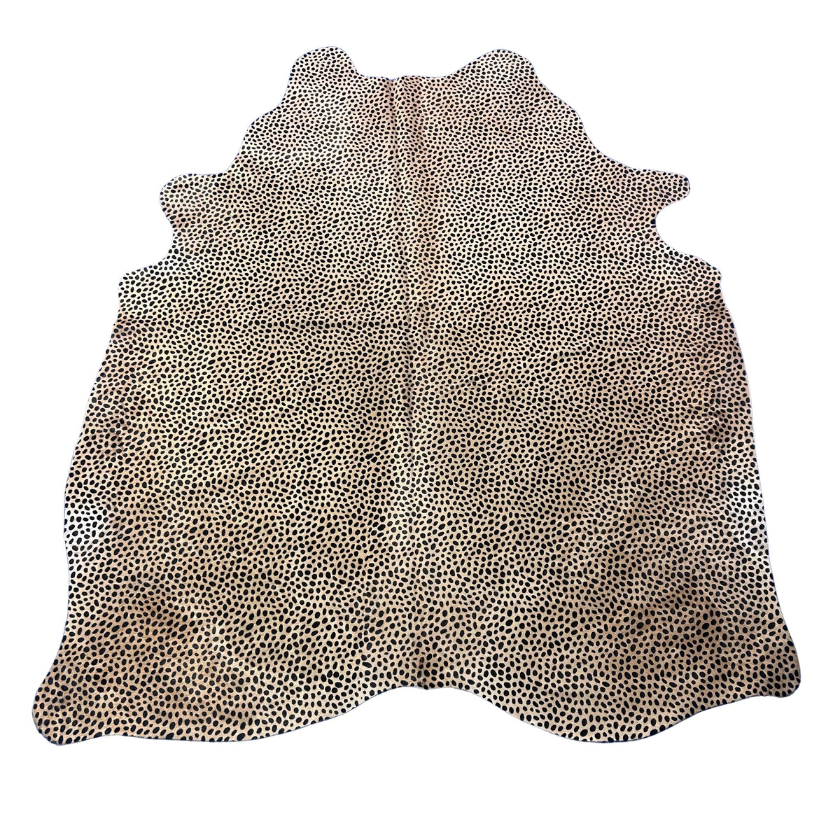 Huge Cheetah Print Cowhide Rug (heavy hide/ 1 hard to see stitch) Size: 7.7x6.2 feet Y-089