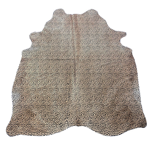 Huge Cheetah Print Cowhide Rug (heavy hide/ 1 hard to see stitch) Size: 7.7x6.2 feet Y-089