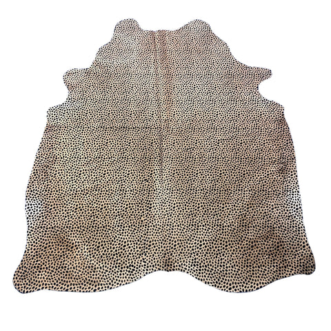 Huge Cheetah Print Cowhide Rug (heavy hide/ 1 hard to see stitch) Size: 7.7x6.2 feet Y-089
