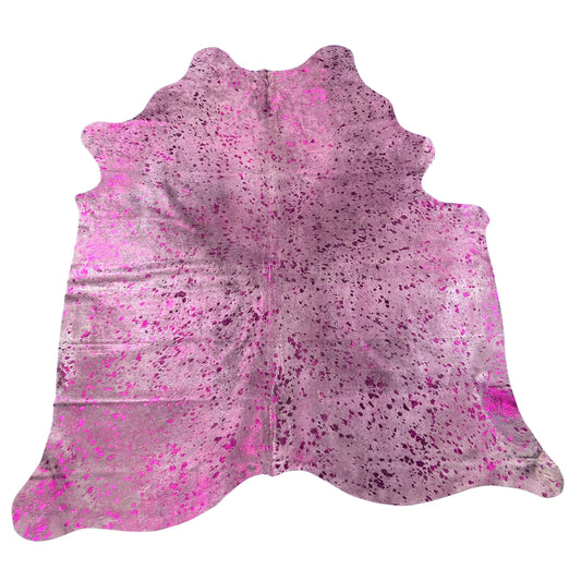 Pink Metallic Cowhide Rug Size: 8x7 feet Y-097