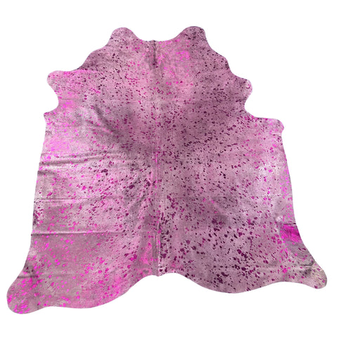 Pink Metallic Cowhide Rug Size: 8x7 feet Y-097