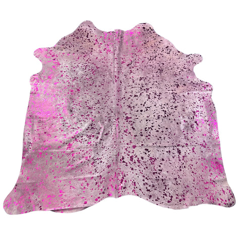 Pink Metallic Cowhide Rug Size: 7x6.5 feet Y-101
