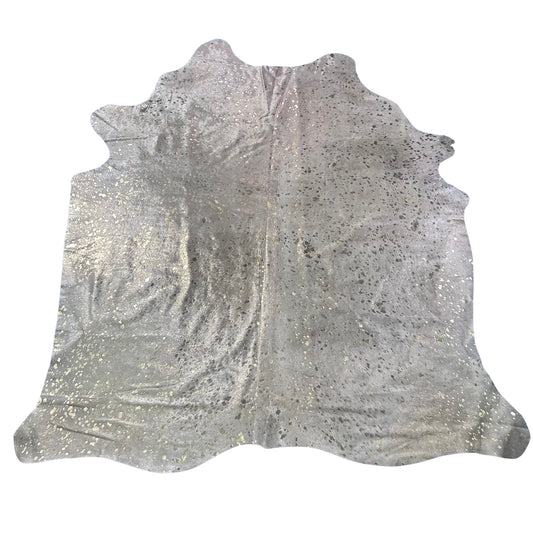 Gold Metallic Cowhide Rug Size: 7.2x7 feet Y-108