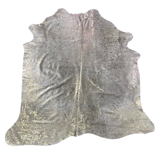 Gold Metallic Cowhide Rug Size: 7x6 feet Y-109