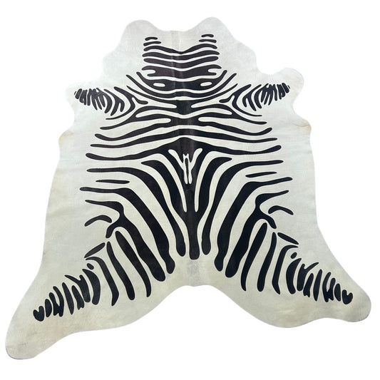 Zebra Print Cowhide Rug Size: 7x6 feet Y-117