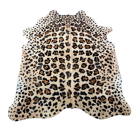 Jaguar Print Cowhide Rug Size: 7x6 feet Y-118
