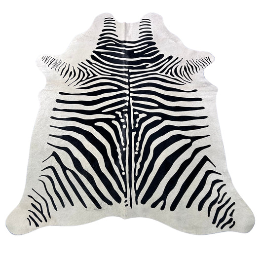 African Zebra Print Cowhide Rug (small patches) Size: 7x6 feet Y-119
