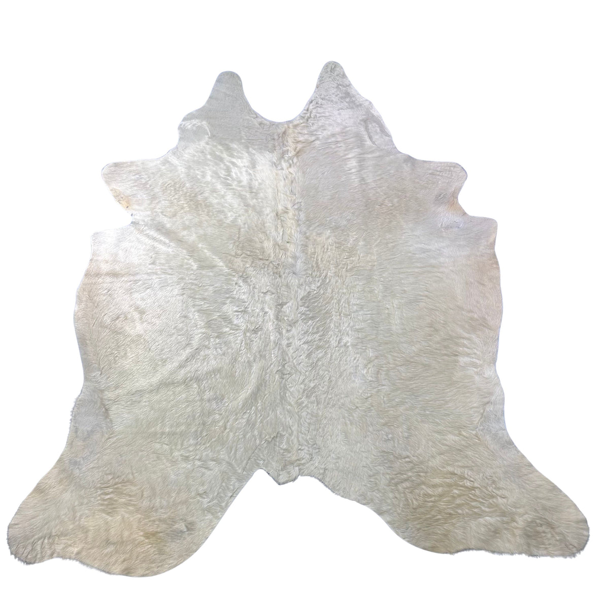 Ivory Cowhide Rug (a bit yellowish, long hair) Size: 8.7x7.2 feet Y-121