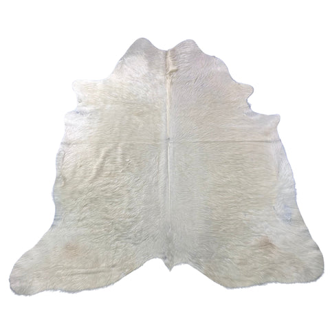 Ivory Cowhide Rug (a bit yellowish, long hair) Size: 7x6 feet Y-122