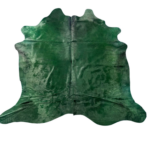 Emerald Green Dyed Cowhide Rug Size: 7x7 feet Y-127