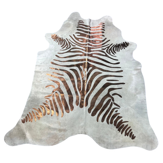 Bronze Metallic Zebra Cowhide Rug Size: 8x7 feet Y-133
