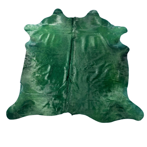 Dyed Emerald Cowhide Rug Size: 7x6.5 feet Y-134