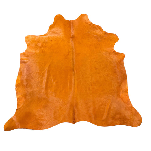 Dyed Orange Cowhide Rug (patch) Size: 7x6.5 feet Y-137