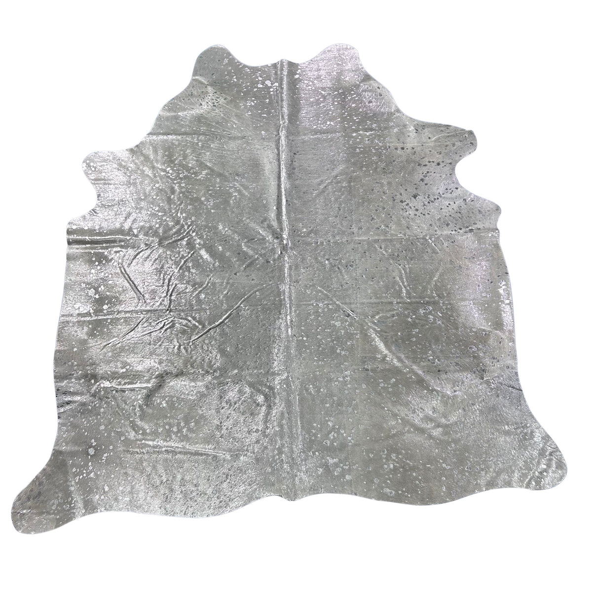 Silver Metallic Cowhide Rug (beige spot) Size: 7.2x6.5 feet Y-143