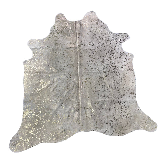 Gold Metallic Cowhide Rug Size: 7x6 feet Y-144