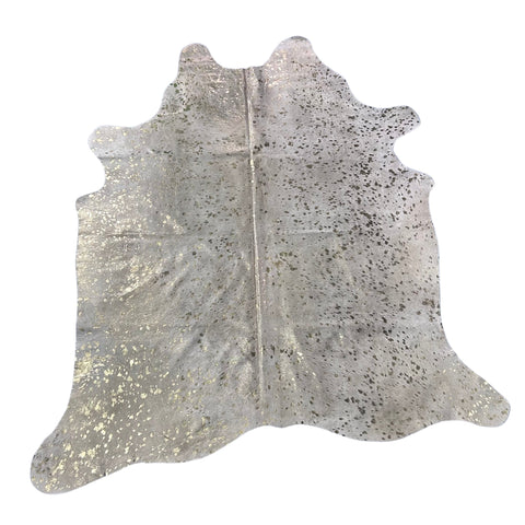 Gold Metallic Cowhide Rug Size: 7x6 feet Y-144