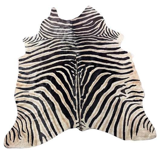 Genuine Zebra Print Cowhide Rug (1 patch) Size: 7x6 feet Y-145