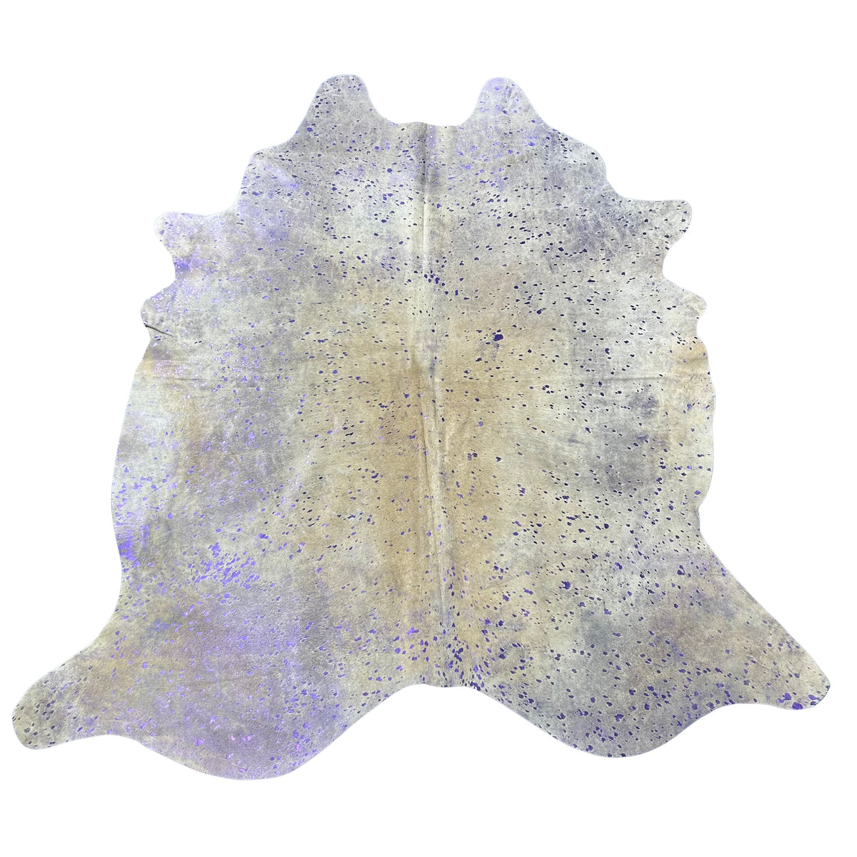 Purple Metallic on Beige Background Cowhide Rug Size: 7x6 feet Y-148