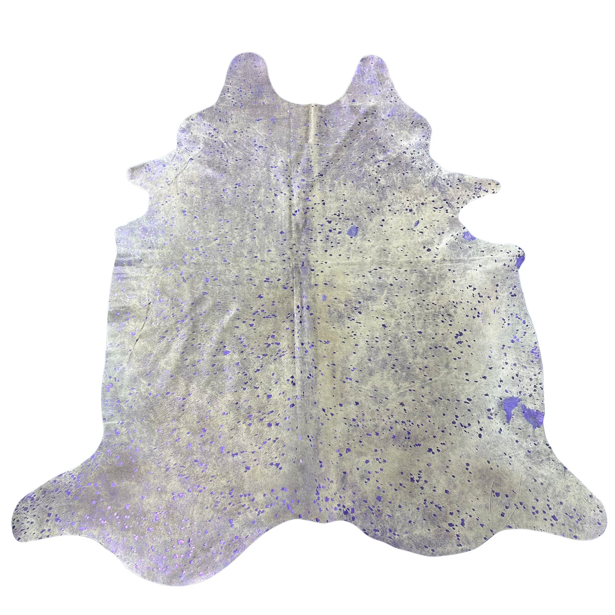 Purple Metallic on Beige Background Cowhide Rug Size: 7.2x6 feet Y-149