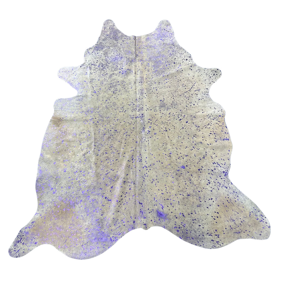 Purple Metallic on Beige Background Cowhide Rug Size: 8x6.2 feet Y-150