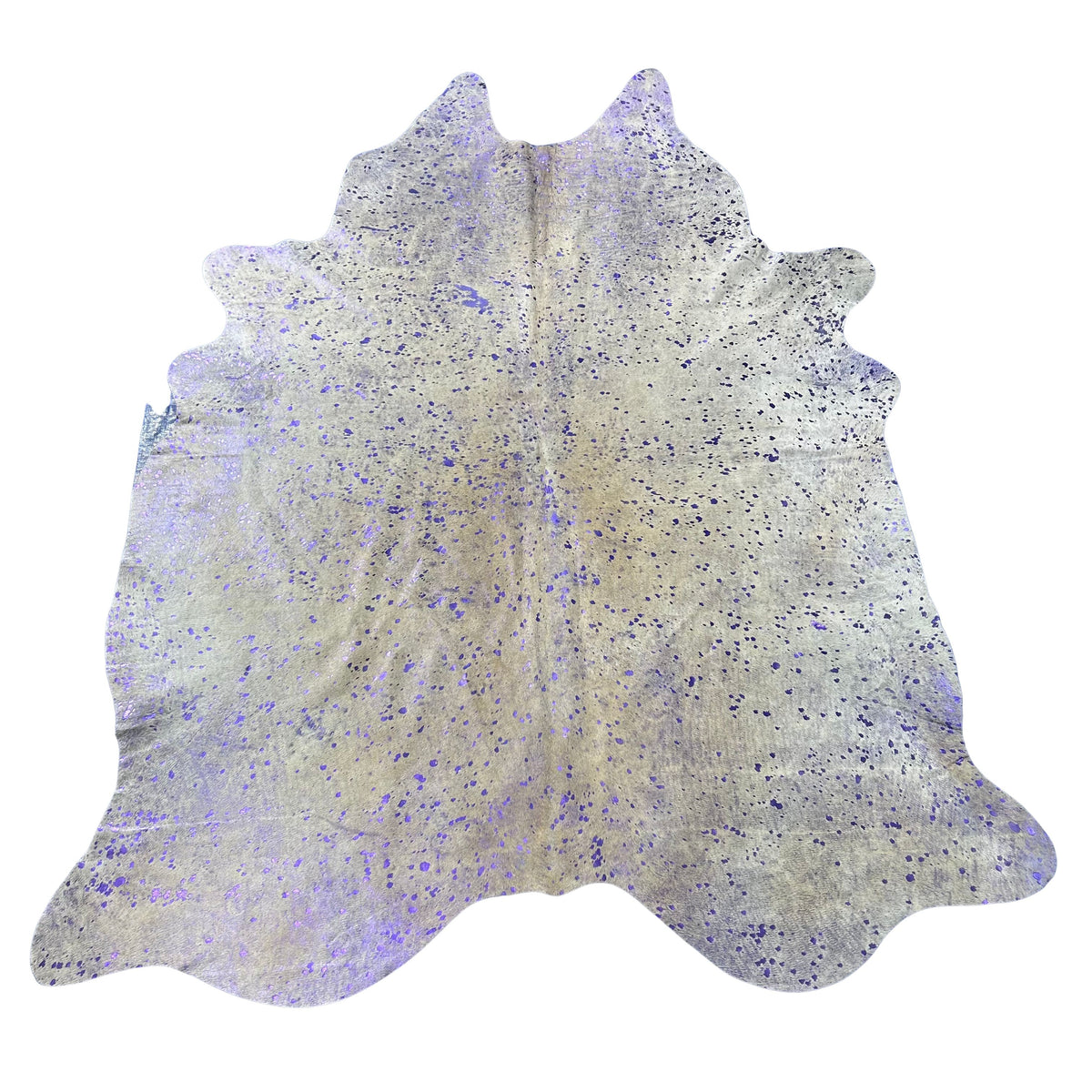 Purple Metallic on Beige Background Cowhide Rug Size: 8.2x6.5 feet Y-151