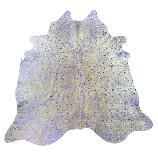 Purple Metallic on Beige Background Cowhide Rug Size: 8.2x6.5 feet Y-151