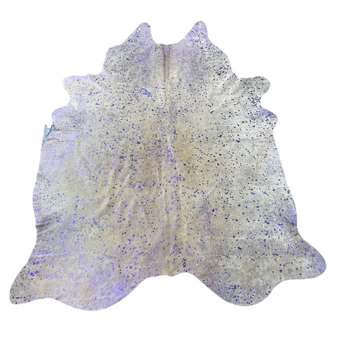 Purple Metallic on Beige Background Cowhide Rug Size: 8.2x6.5 feet Y-151