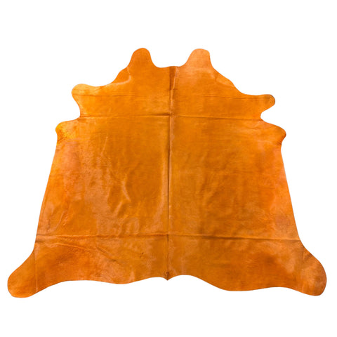 Dyed Orange Cowhide Rug Size: 7x7 feet Y-154