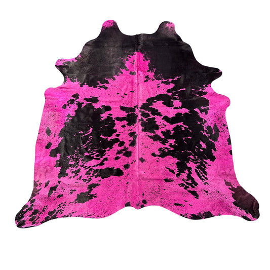 Salt & Pepper Black and White Cowhide Dyed Pink Size: 7x7 feet Y-158A