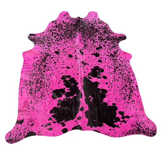 Salt & Pepper Black and White Cowhide Dyed Pink Size: 7x6 feet Y-159