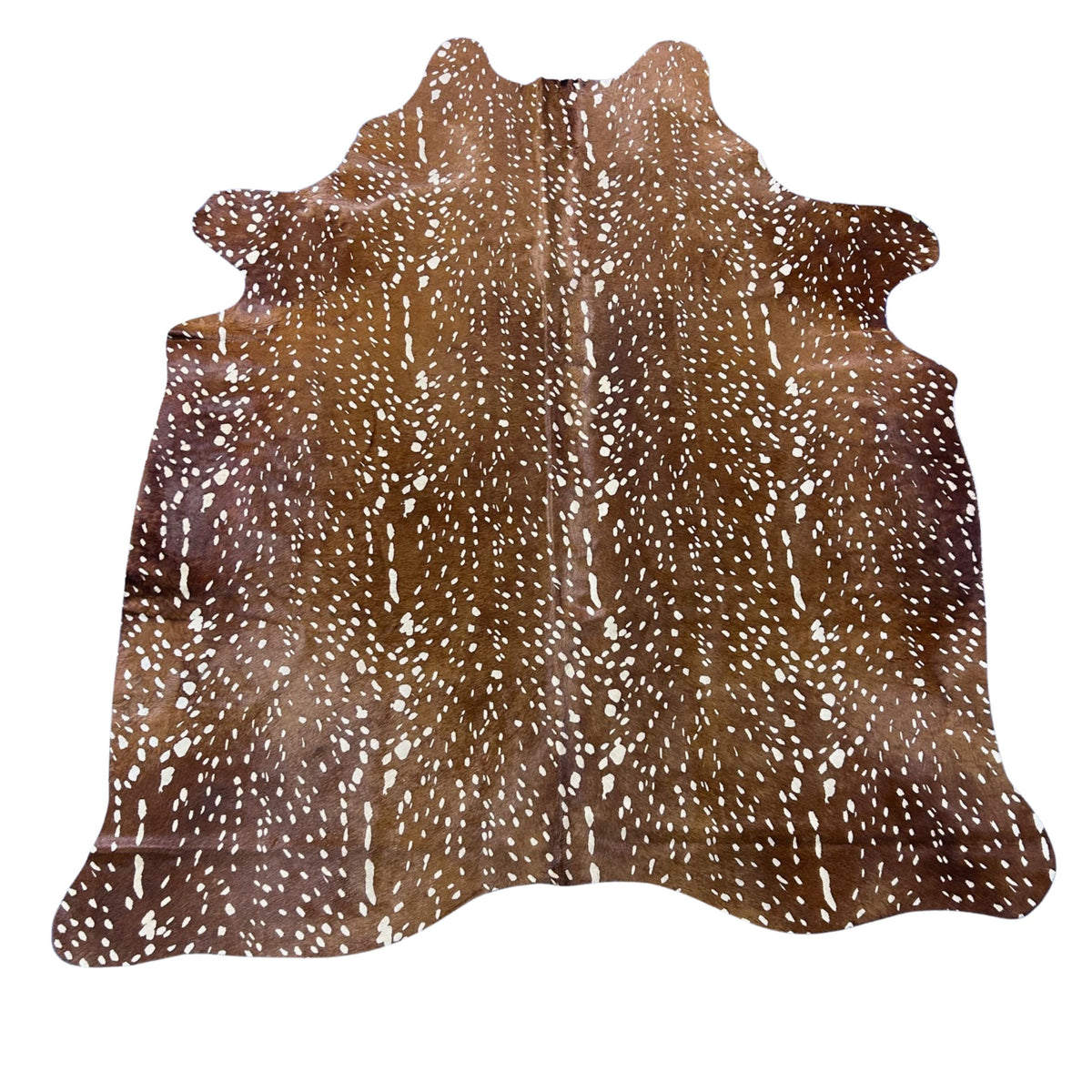Axis Deer Print Cowhide Rug (Medium background) Size: 7x6 feet Y-167
