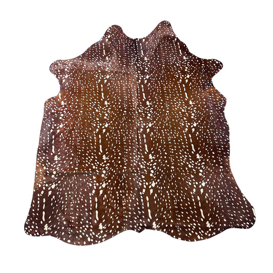 Axis Deer Print (Dark background) Cowhide Rug Size: 7.5x5.7 feet Y-182